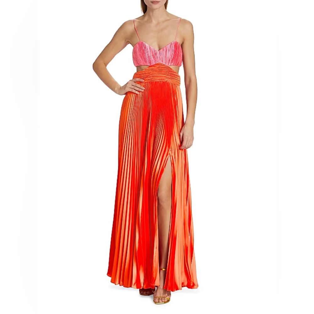 AMUR Elodie Vibrant Orange Maxi Skirt